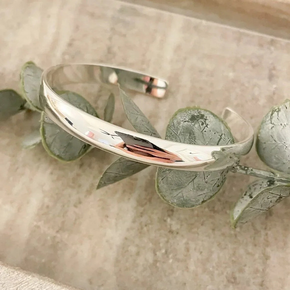 925 Sterling Silver Chunky Bangle Bracelet Classic Sterling Silver Bangle Cuff - Picture 5 of 6